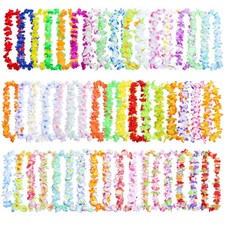 150PCS Hawaiian Leis Party Decorations, 50 Styles Flower Necklace Bulk for Tr... picture