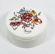 GUCCI Trinket Box 5” Round Floral Porcelain 1.5” Deep Richard Ginori Vintage picture