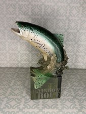 Enesco Jumping Rainbow Trout Wistful Fisherman Figure Lucite Base Bookend 2007 picture
