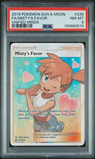 PSA 8 Misty’s Favor 235/236 SM Unified Minds Full Art Holo Pokémon TCG picture