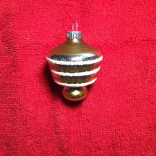 Vintage Shiny Brite Christmas Ornament Mercury Glass UFO Tornado Gold White Mica picture