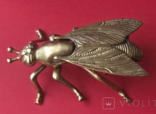 Vintage USSR Soviet Fly Shaped Bronze Ashtray Unusual Collectible Insect Figurin picture