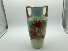 Antique C.T. Altwasser Silesia Hand Painted Poinsettia Vase E. Koech 10.5” picture
