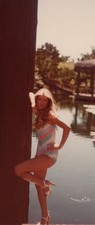 1980s Pretty Woman Red Top White Skirt Waterfront Glamour Portrait picture