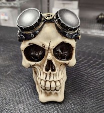 Steampunk Skull Figurine Statue w/ Goggles Gothic Resin Desk Decor Halloween picture
