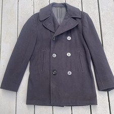 Vintage 1940s Naval Clothing Factory WWII US Peacoat Wool Mens 36R Navy Military picture