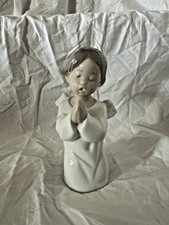 Vintage Genuine Lladro Angel Praying #4538 Glazed Porcelain Figurine W/Box picture