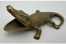 Antique Bronze Brass Figural Alligator Cigar Ashtray Circa 1920-1930 Made In USA picture