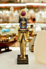 Egyptian Hathor Goddess Statue Antique Look Hand Painted Love Beauty Decor picture