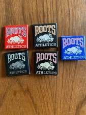 Vintage Roots Athletics Beaver Logo Pinback Square Button Lot of 5 picture