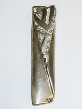 Vintage Modernist 925 Silver Mezuzah Case & Handwritten Scroll Israel picture