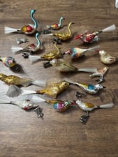 18 Vintage Mercury Glass Clip On Mixed Bird Christmas Ornament Lot picture