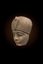 Ancient head sculpture depicting a weathered Pharaonic dignitary, Authentic anti picture