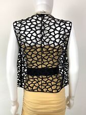 Akris New 4 US 40 IT S Black Mesh Cut Out Vest Cardigan Dress Top Runway $1,485 picture