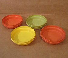 Vtg Lot 4 Tupperware Seal-N-Serve Bowl 1206 w/o Lids Avocado Green Yellow Orange picture