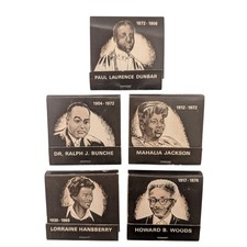 Universal Match Vtg 1976 5 Famous Black American Matchbooks Unstruck picture