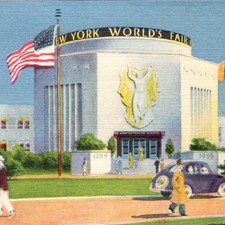 1939 New York World's Fair Postcard N.Y. WF.5 Administration Building Car Linen picture