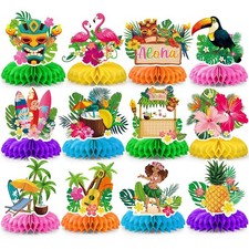 12 Pcs Hawaiian Luau Party Decorations Tropical Aloha Theme Colorful Set picture