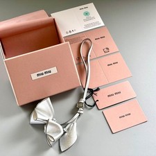 MIU MIU Leather Bag Charm Silver Leaf with Box & Accessories picture