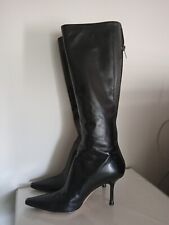Jimmy Choo black leather knee high boots womens Size 8.5/39.5 eu  picture