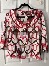 NWT ESCADA Top 3/4 Sleeve Scoop Neck Size 34 US-4/S MSRP $690 Bold Quiet Luxury picture
