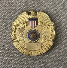 1933 American Legion SERVICE COMMITTEE Badge Pin, Chicago, Vintage picture