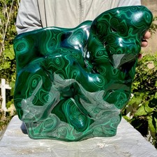 34.17LB Natural glossy Malachite transparent cluster rough mineral sample picture