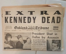 Vtg JFK Assassination Extra Kennedy Dead Oakland Tribune Newspaper 11/22/1963 picture