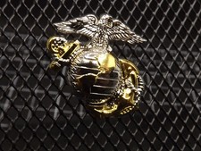 FREE SHIP Lapel pin NEW USMC Marines Emblem B2 Right Collar T/T Gold Silver 1