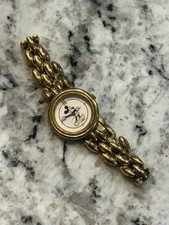 Vintage Rare Disney Mickie Watch Gold-Tone Stretch Band Japan 85/8012 Stainless  picture