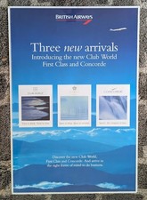 Vtg 1990s British Airways CONCORDE Poster 20x30 Three New Arrivals First Class picture