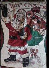 VTG Chatham Merry Christmas Santa Claus Toys Tapestry Trow Fringe Blanket 44x66 picture