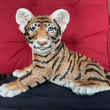 Signed The Townsends’ Ceramic Bengal Tiger Cub Hand Painted Figurine 8.5, Read picture