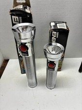 2 80's EVEREADY Captain Chrome Ribbed Flashlights Works Union Carbide MIB tested picture