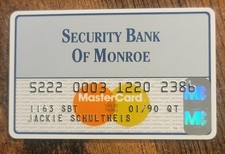 Vintage MasterCard Credit Charge Card Expired 1990 Security Bank Of Monroe picture