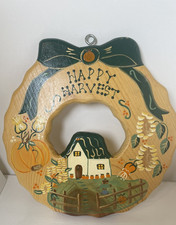 Wooden Happy Harvest Plaque Hand-Painted Country DECOR FARMHOUSE picture