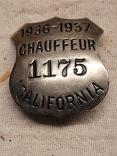 1936-1937 California Licensed Chauffeur Badge #1175 picture