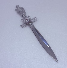 Vintage Squire Sword Letter Opener Soldier Flag Enamel Emblem 7” England Made 1 picture