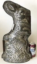 Antique Huge Extra LARGE 19.5” Tin Easter Bunny Rabbit Chocolate Mold Primitive picture