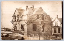 K50/ Interesting RPPC Postcard c1910 Americana House Construction Men 24 picture