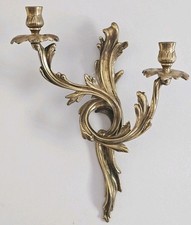 Vintage Italian Brass Wall Sconce Candle Holder Rococo Signed TOMMI Made Italy picture