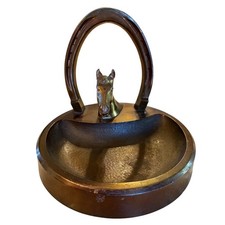 VTG Heavy 3.4lb Bronze Horse Head Equestrian Valet Tray Ashtray Desk Paperweight picture
