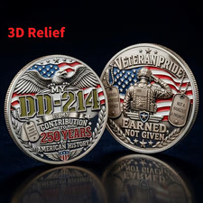 DD-214 Earned Not Given Challenge Coin Veteran Pride Collectible 1-pc 3D picture
