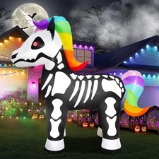 6FT Tall Halloween Inflatable Unicorn Skeleton Outdoor Decoration picture
