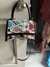 Balenciaga Hourglass Floral Logo Top Handle Bag Detachable Strap Magnetic picture