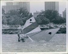 1972 Miami Florida Sailboat Person City Skyline Photo 8x10 picture