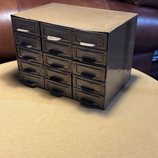 Vintage 15 Drawer Rare Chest Small Parts Drawer Metal Cabinet 1940’s Industrial picture