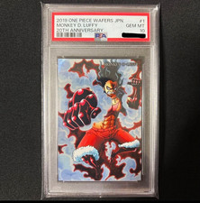 Bandai One Piece Wafers JPN 20th Anniv 2019 #1 Monkey D. Luffy PSA 10 picture