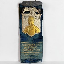 Antique 1896 Horace Boies Iowa Campaign President Pinback Ribbon Medal Button picture