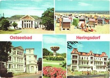 Heringsdorf Germany Multi-View Kulturhaus Beach Chrome Postcard 1977 Unused picture